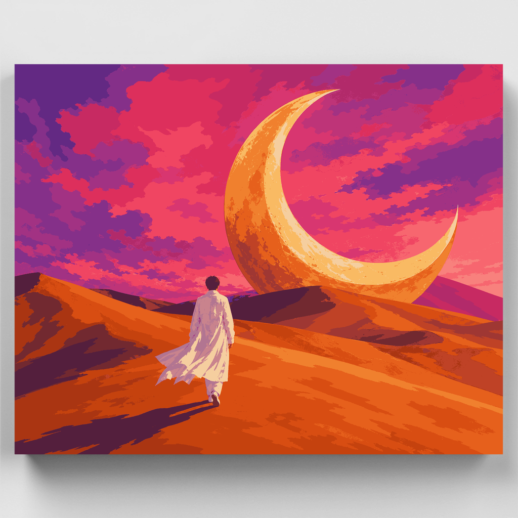 Kit de pintura por números - Luna creciente en el desierto — Estándar