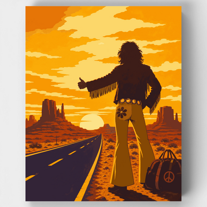 Desert Hitchhiker Sunset - Paint by Numbers Kit