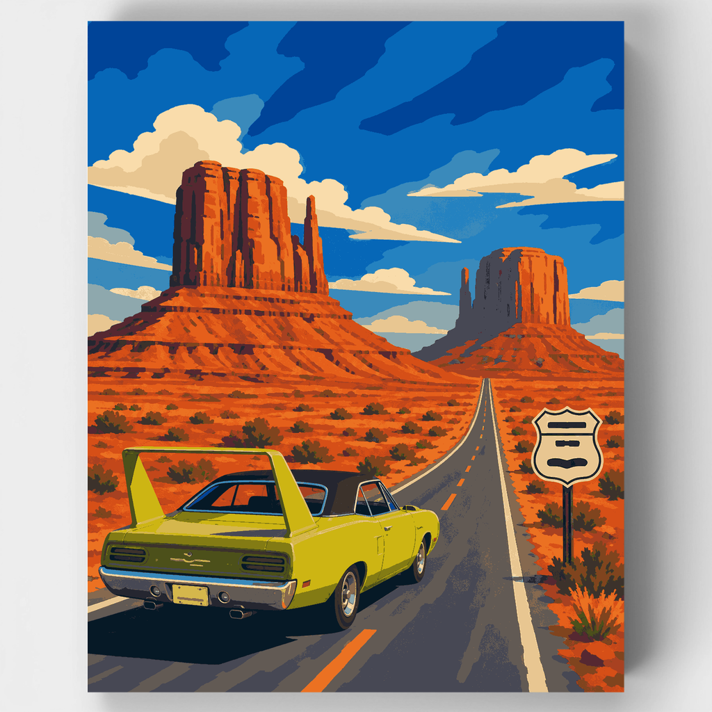 Desert Road Muscle Car - Paint by Numbers Kit
