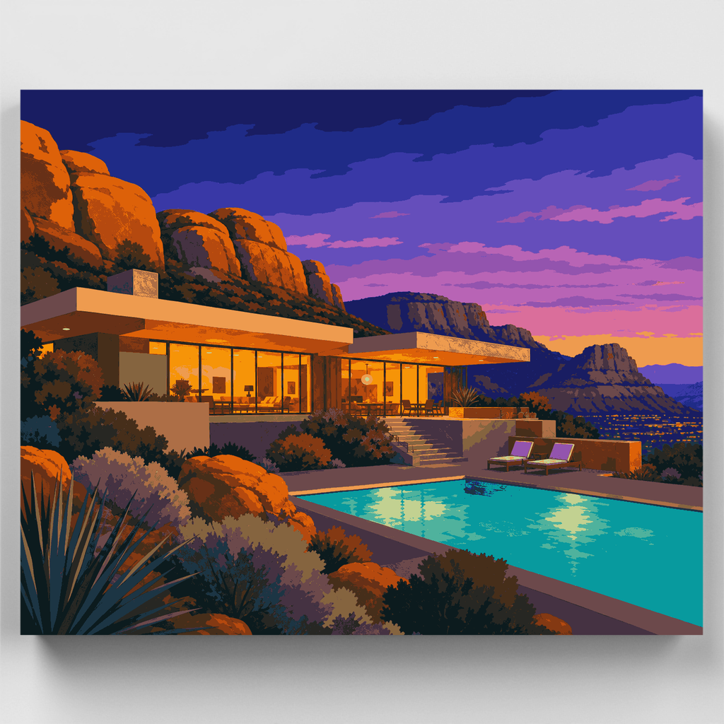 Villa Crepúsculo en el Desierto - Kit de pintura por números — Estándar