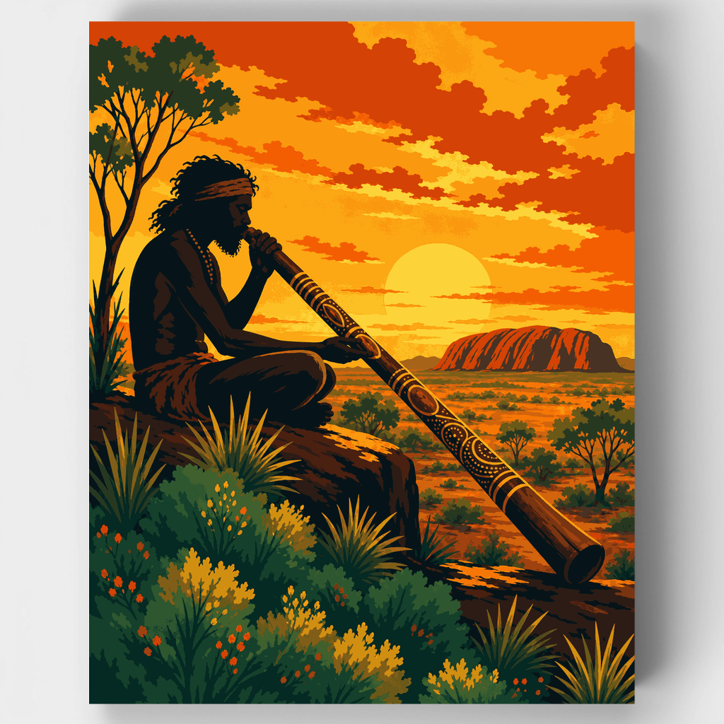 Didgeridoo al atardecer - Kit de pintura por números — Estándar
