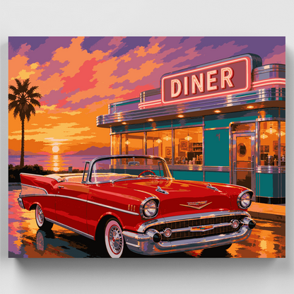 Diner at Sunset - Paint by Numbers Kit