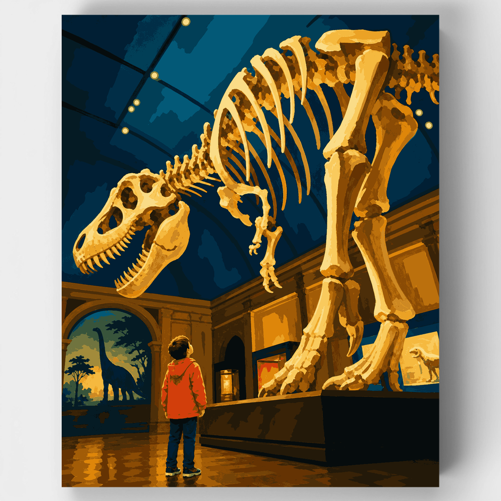 Maravilla del esqueleto de dinosaurio - Kit de pintura por números — Estándar