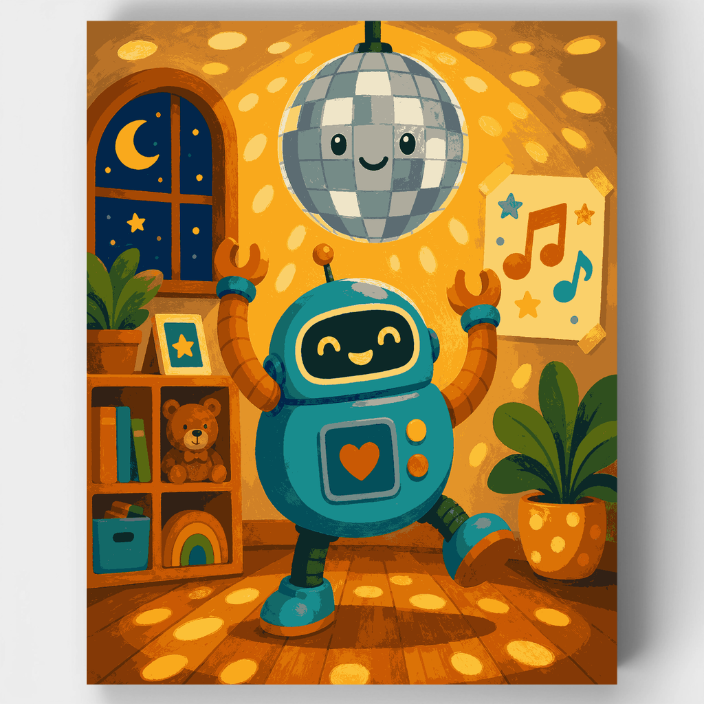 Robot de bola de discoteca - Kit de pintura por números — Estándar