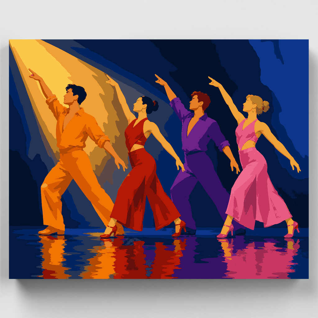 Bailarines de noche de discoteca - Kit de pintura por números — Estándar