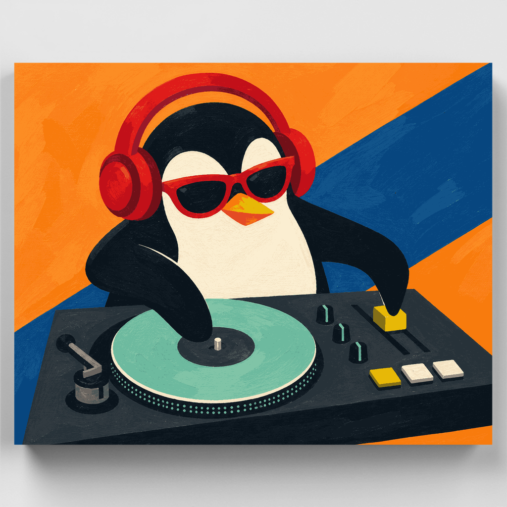 Kit de pintura por números - DJ Penguin Groove — Estándar