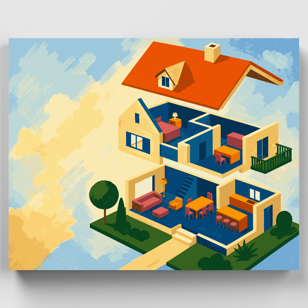 Sección transversal de casa de muñecas - Kit de pintura por números — Estándar