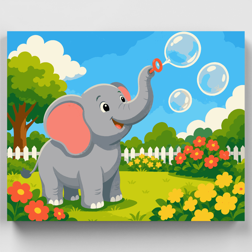 Elefante haciendo burbujas - Kit de pintura por números — Estándar