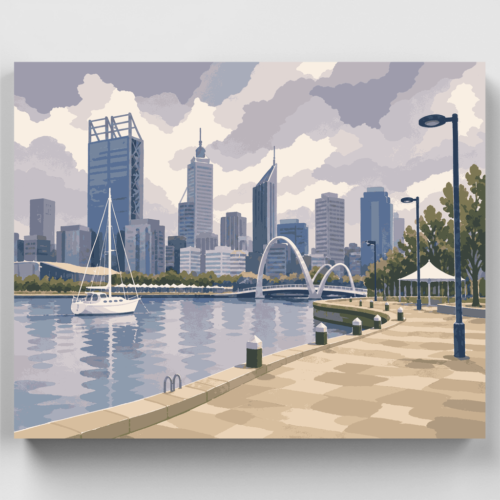 Elizabeth Quay en una mañana nublada - Kit de pintura por números — Estándar