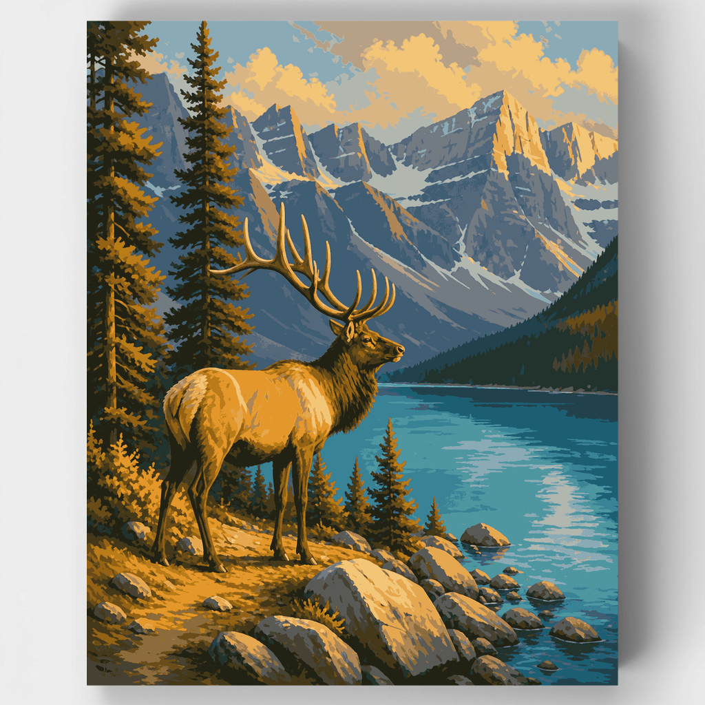 Wapiti en el lago Moraine - Kit de pintura por números — Estándar