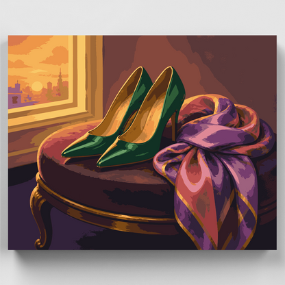 Emerald Heels & Silk Scarf - Paint by Numbers Kit