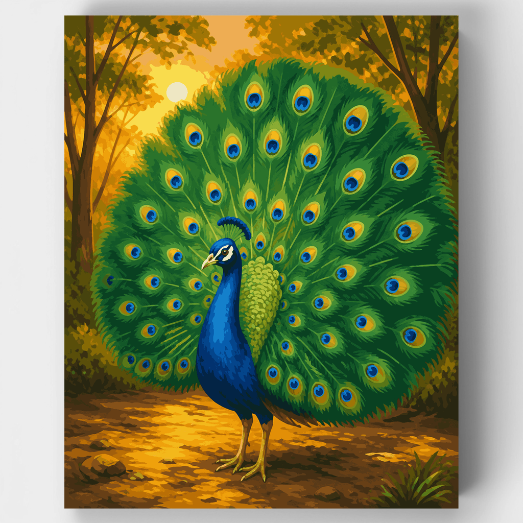 Kit de pintura por números - Pavo real esmeralda — Estándar
