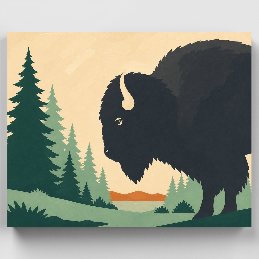 Perfil de bisonte europeo - Kit de pintura por números — Estándar