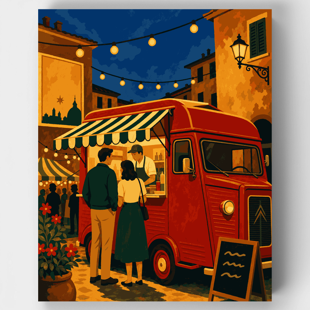 Camión de comida al anochecer - Kit de pintura por números — Estándar