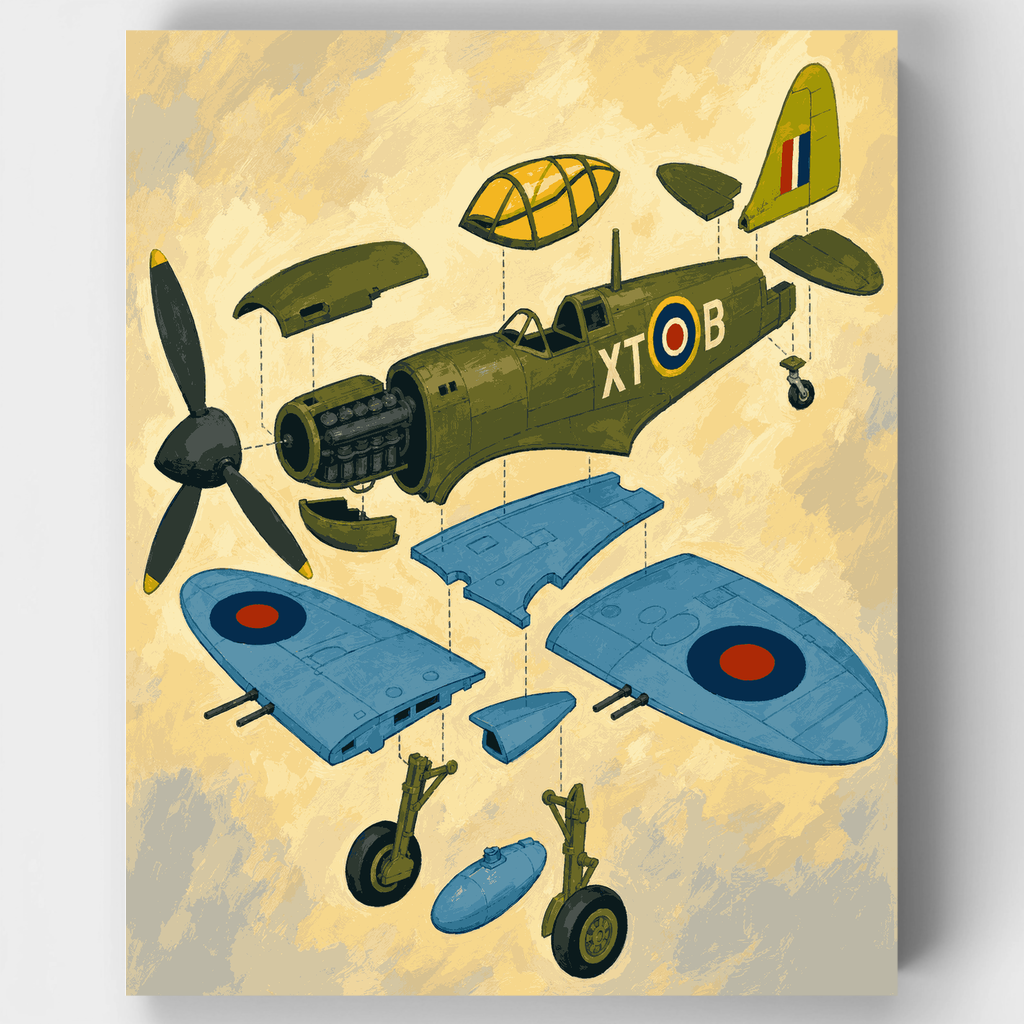 Exploded Spitfire - Paint by Numbers Kit