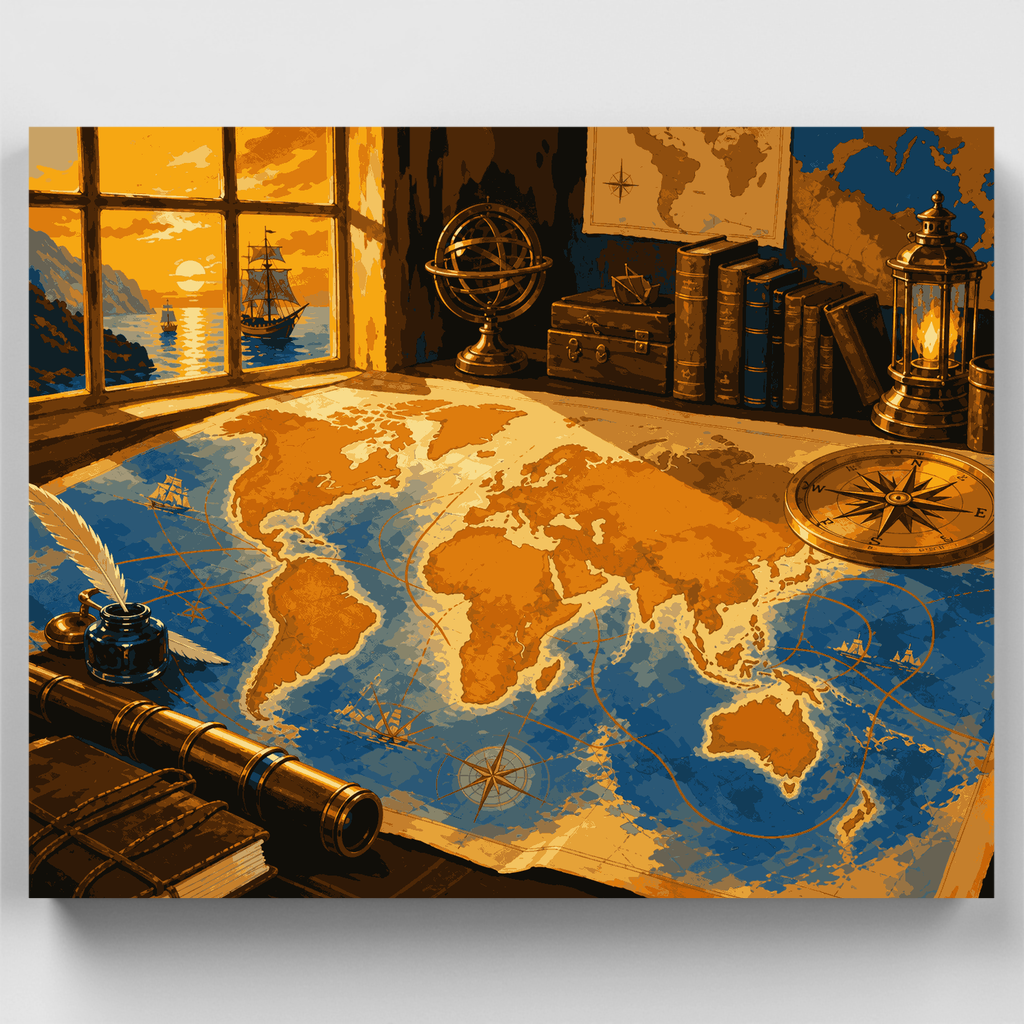 Explorer's World Map - Paint by Numbers Kit