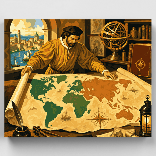 Explorer's World Map - Paint by Numbers Kit