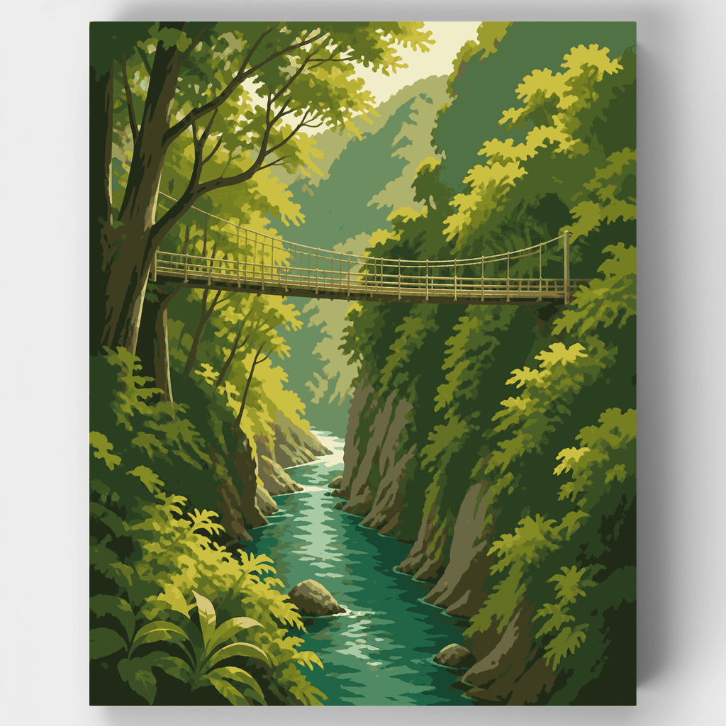 Puente colgante de Falls River - Kit de pintura por números — Estándar