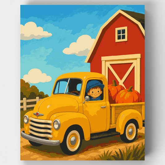 Farm Pumpkin Harvest Truck - Paint by Numbers Kit