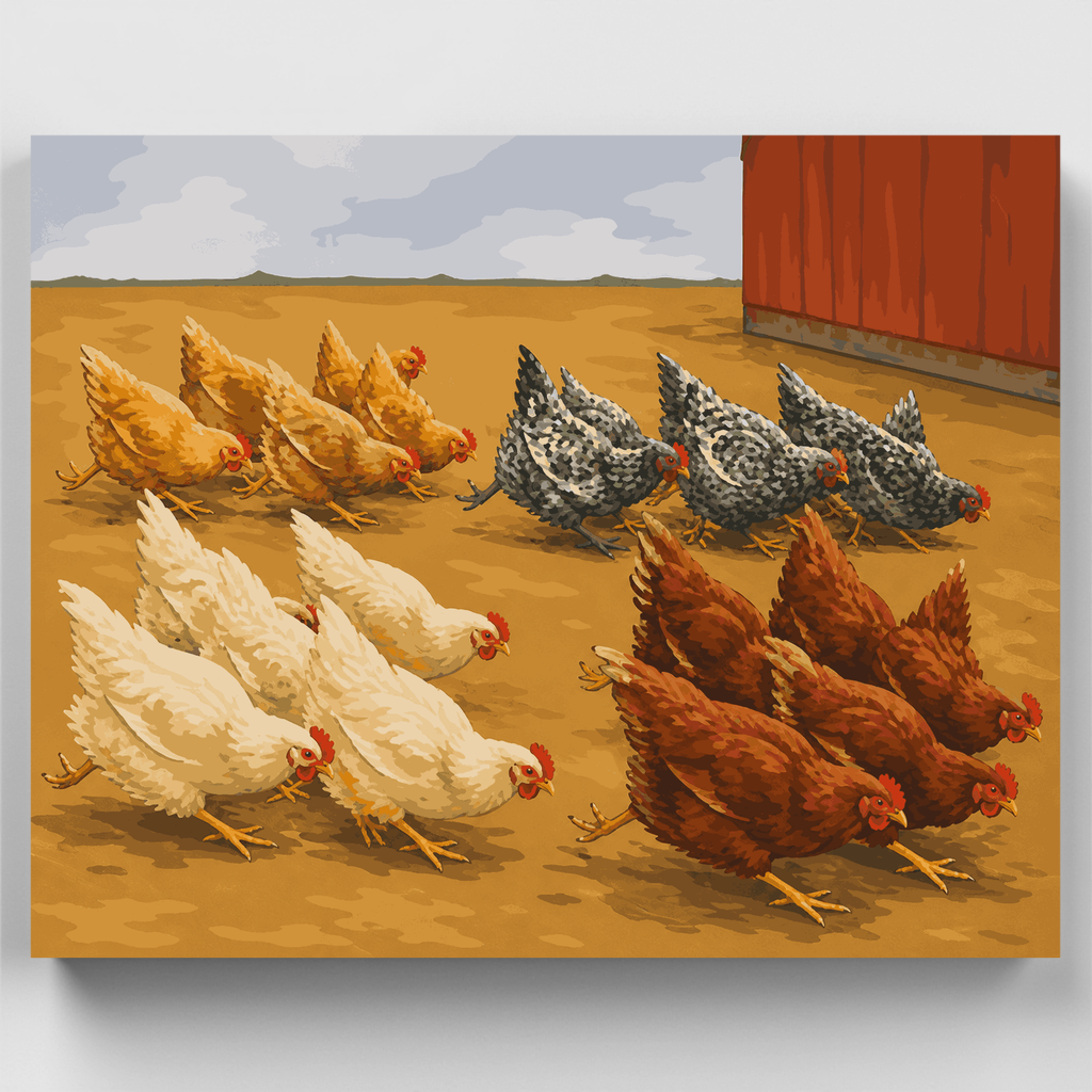Farmyard Hens on the Move - Paint by Numbers Kit