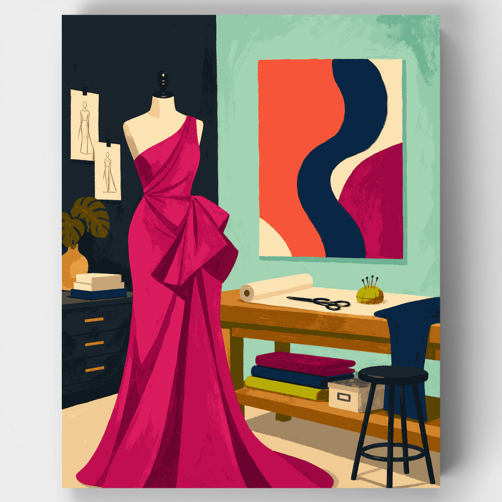 Kit de pintura por números - Vestido de atelier de moda — Estándar