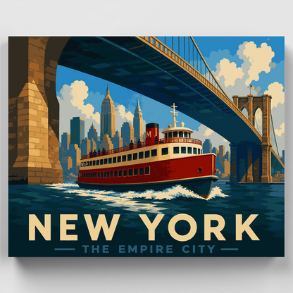 Ferry Beneath the Bridge - Paint by Numbers Kit