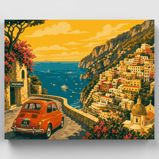 Fiat on the Cliff - Paint by Numbers Kit