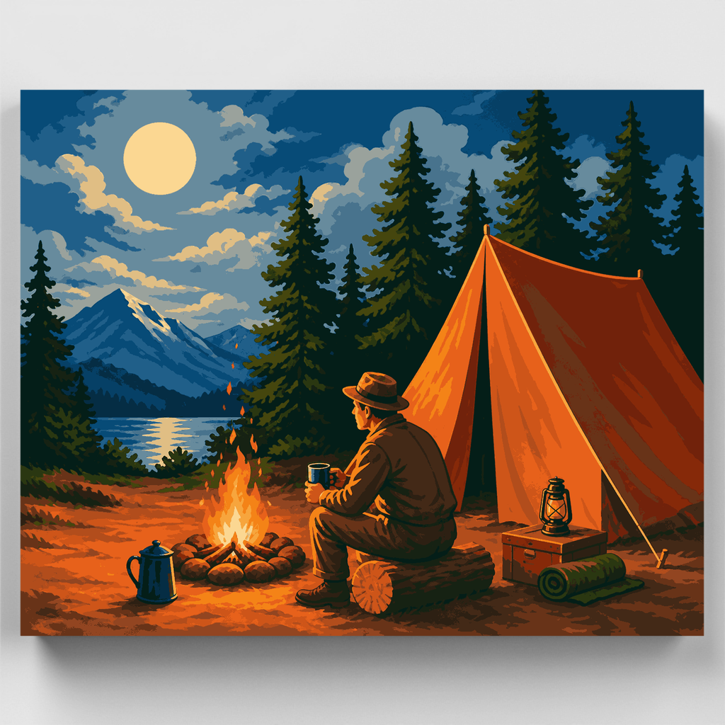 Firelight Under Pines - Paint by Numbers Kit