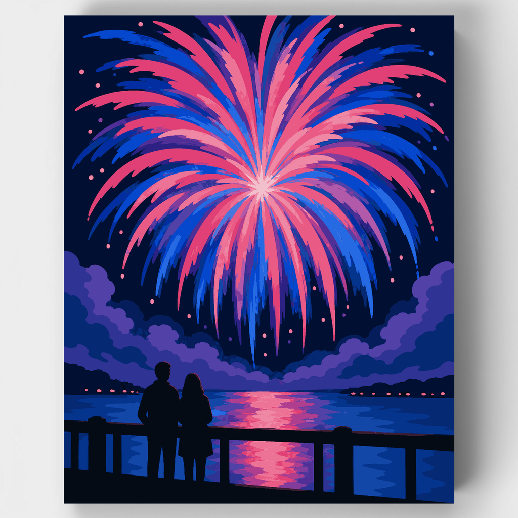 Fireworks Over Water - Paint by Numbers Kit
