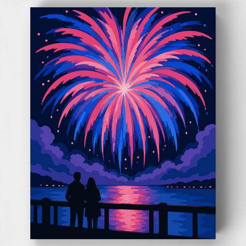 Fireworks Over Water - Paint by Numbers Kit