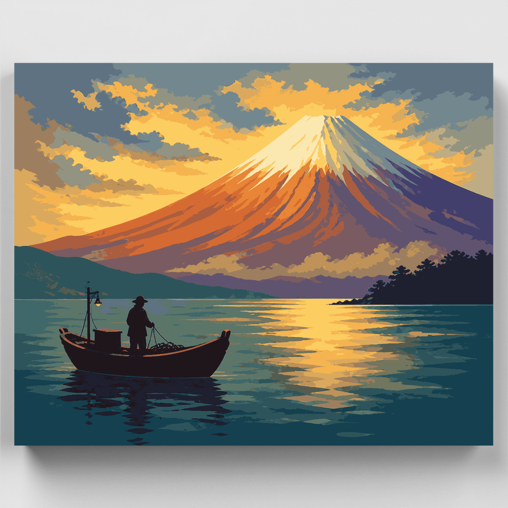 Pescador en el Fuji - Kit de pintura por números — Estándar