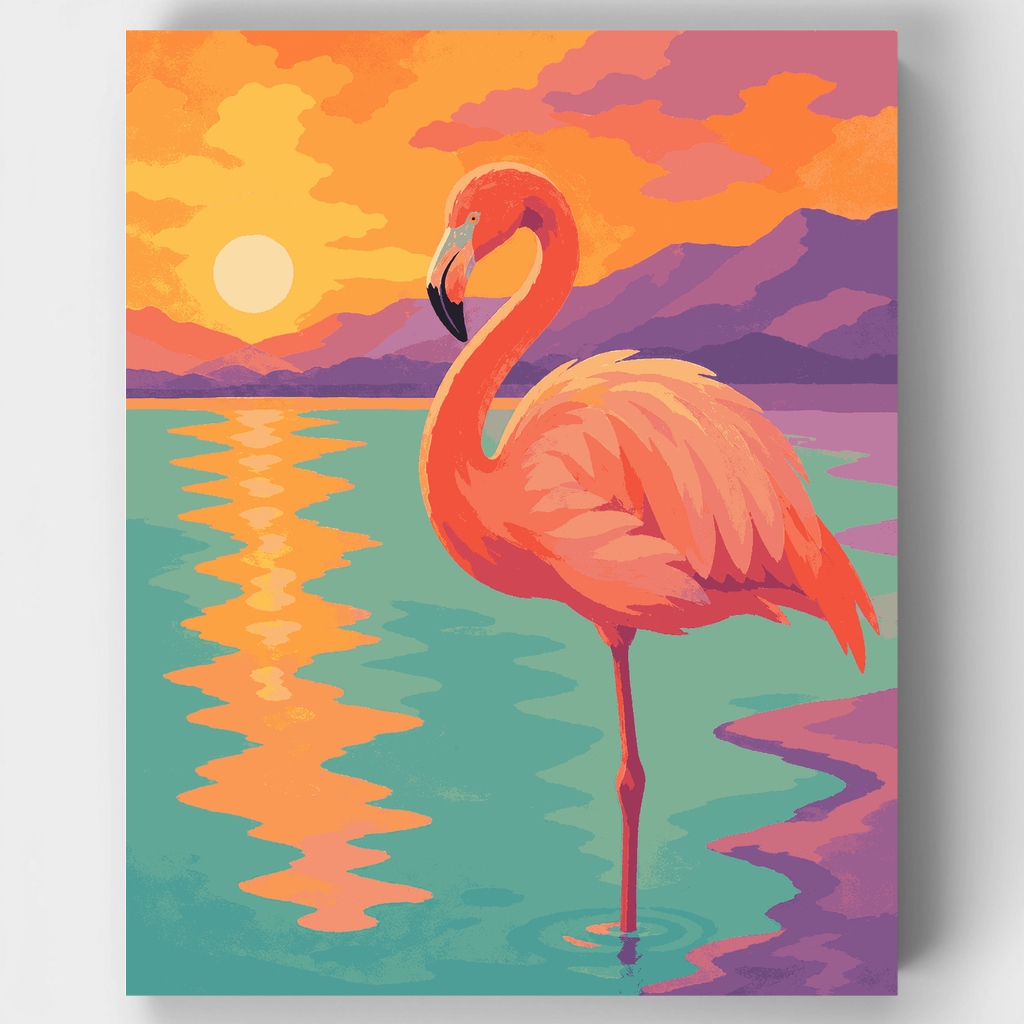 Flamenco en aguas verde azulado - Kit de pintura por números — Estándar