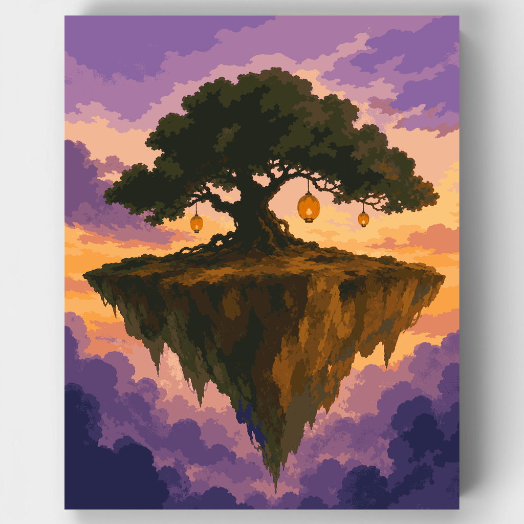 Floating Island Tree of Lanterns - Paint by Numbers Kit