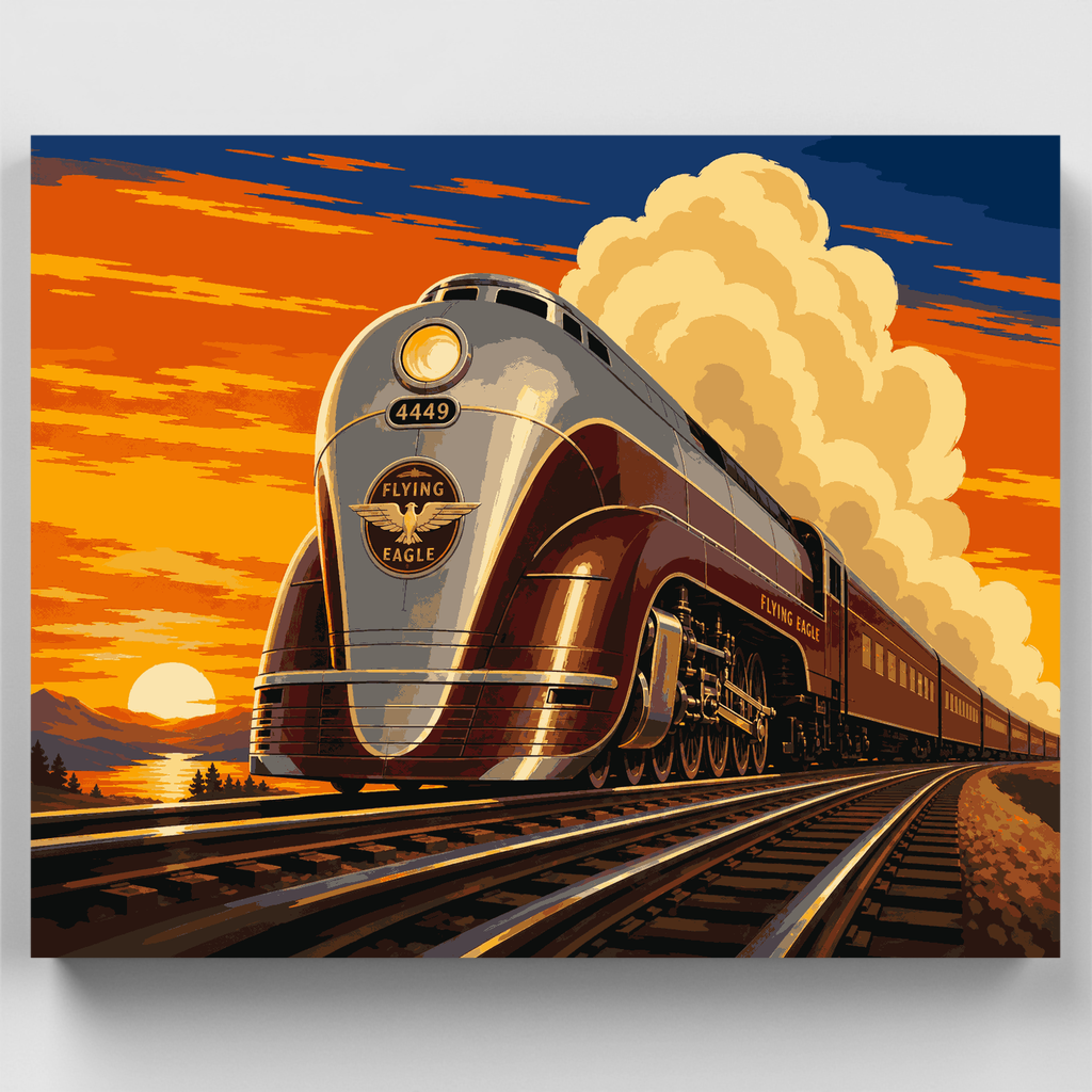Locomotora de vapor Art Déco Flying Eagle 4449 - Kit de pintura por números — Estándar