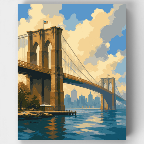 Foggy Brooklyn Bridge - Paint by Numbers Kit