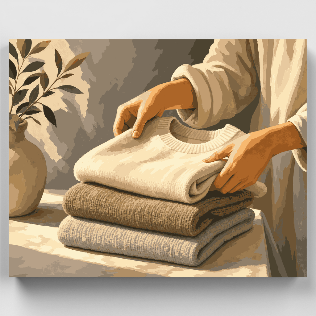 Suéteres cómodos doblados - Kit de pintura por números — Estándar