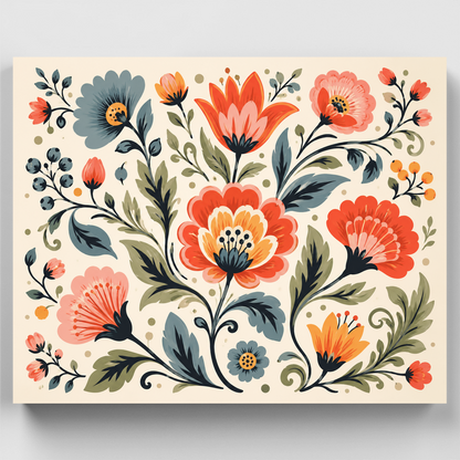 Folk Floral Bloom - Paint by Numbers Kit