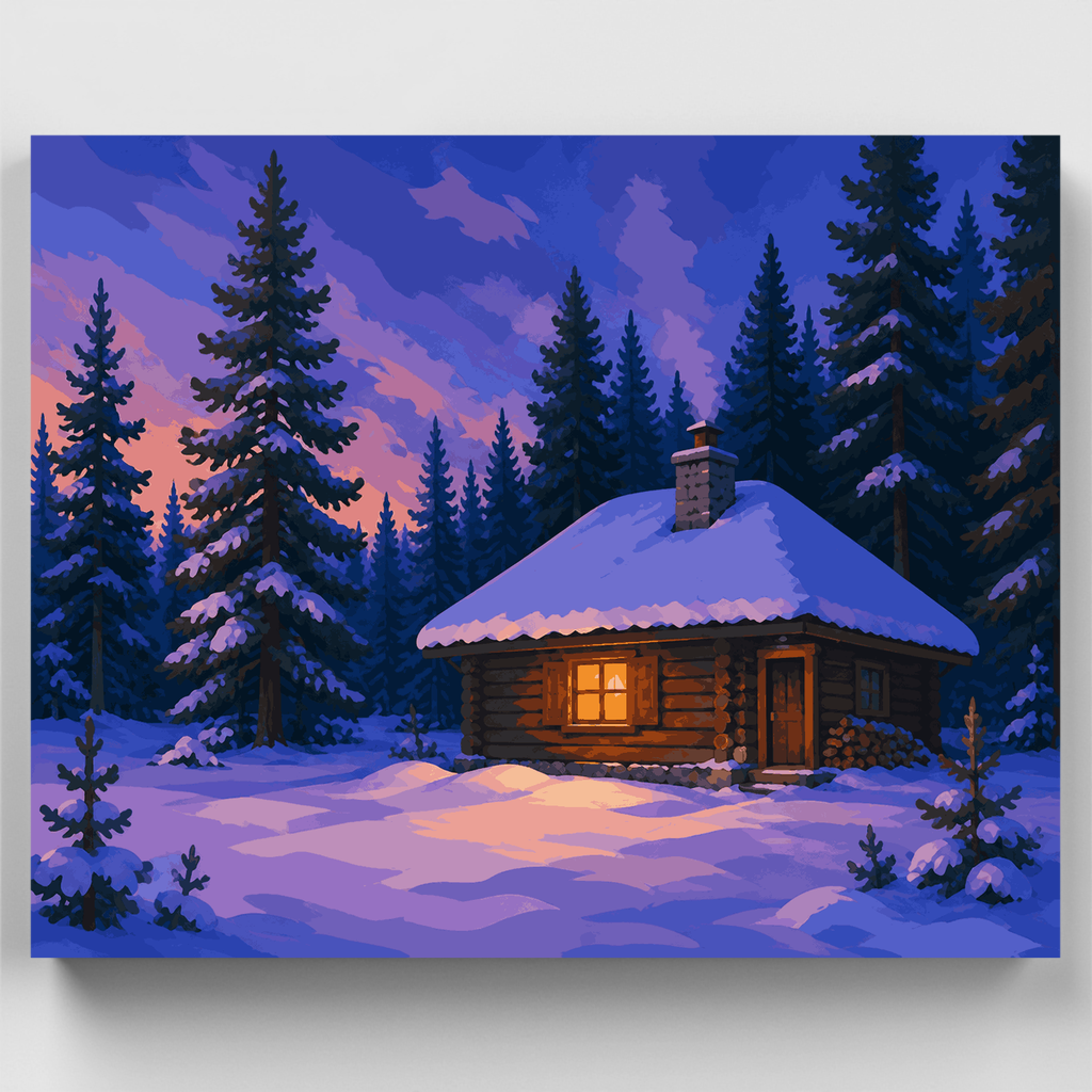 Forester's Hut at Dusk - Paint by Numbers Kit