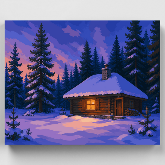 Forester's Hut at Dusk - Paint by Numbers Kit