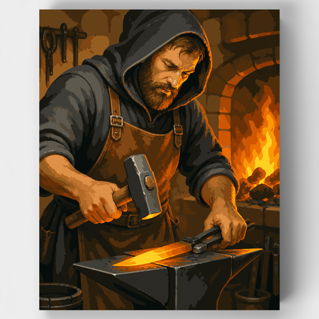 Forge Fire Blacksmith - Paint by Numbers Kit