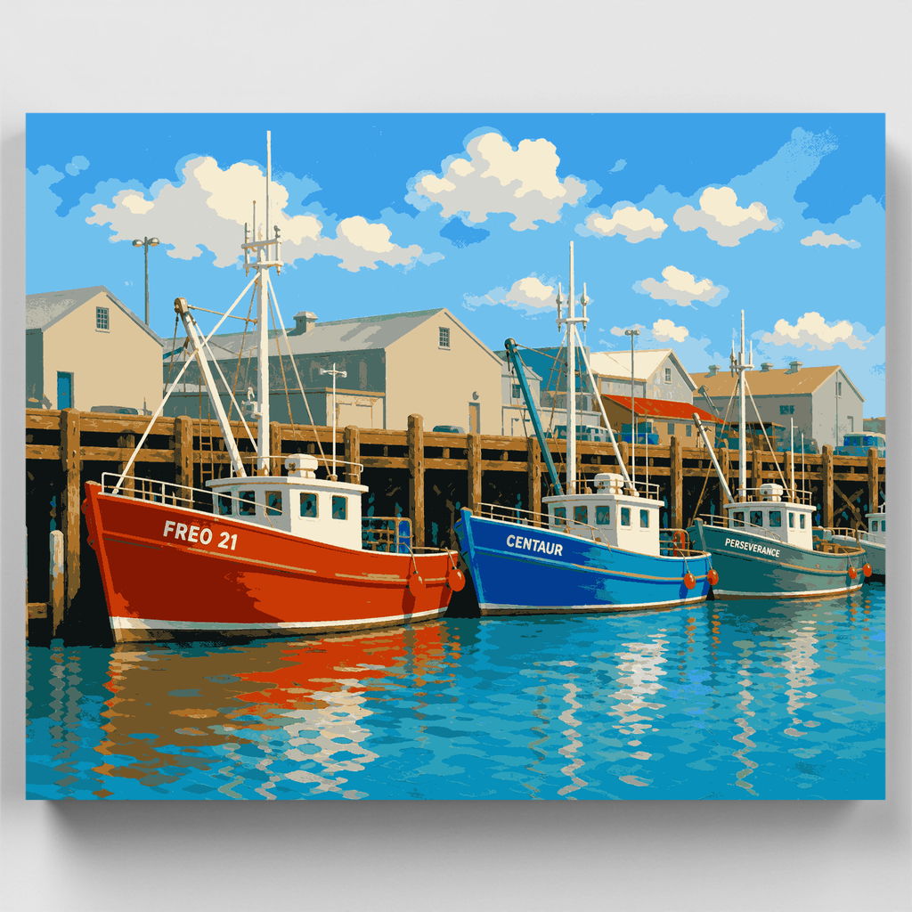 Barcos pesqueros de Fremantle - Kit de pintura por números — Estándar