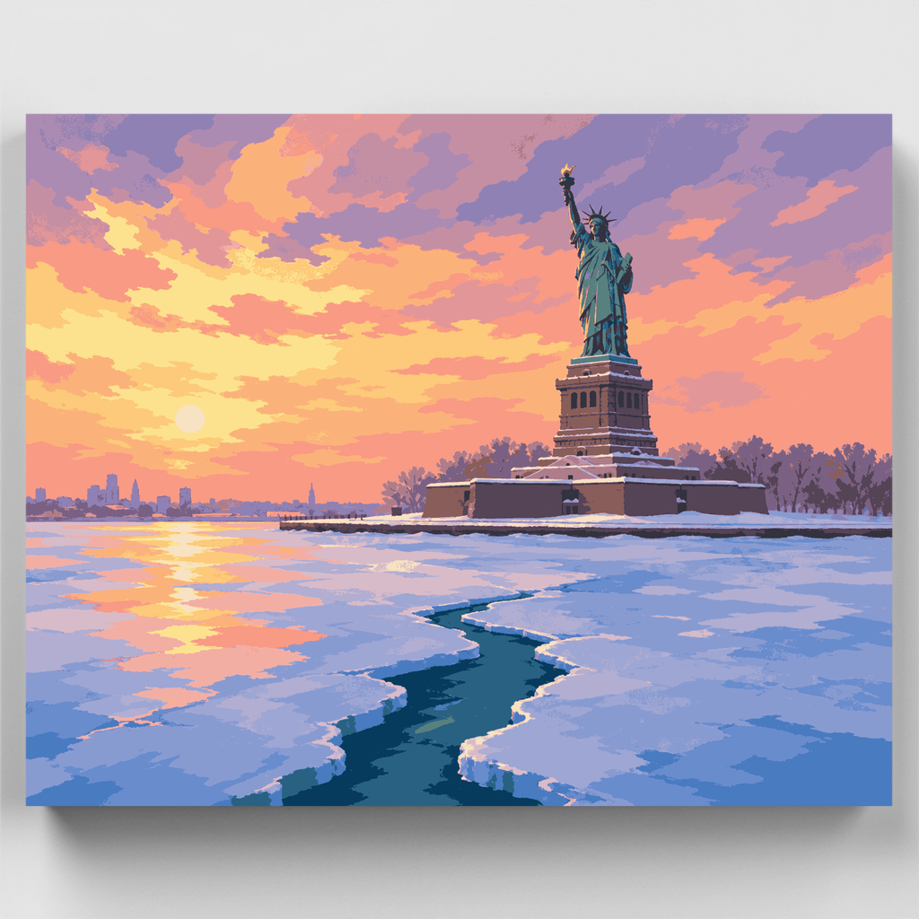 Frozen Harbor at Dusk - Paint by Numbers Kit
