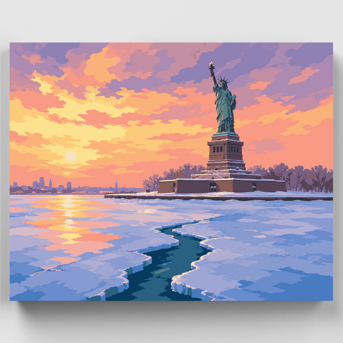 Frozen Harbor at Dusk - Paint by Numbers Kit
