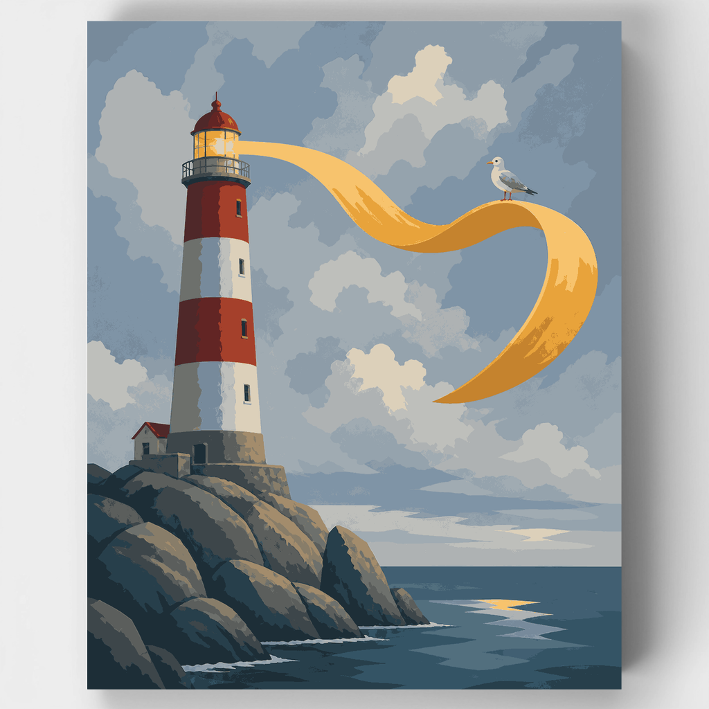 Kit de pintura por números - Faro bajo la luz congelada — Estándar