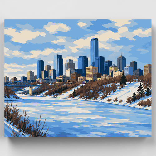 Frozen River Skyline - Paint by Numbers Kit