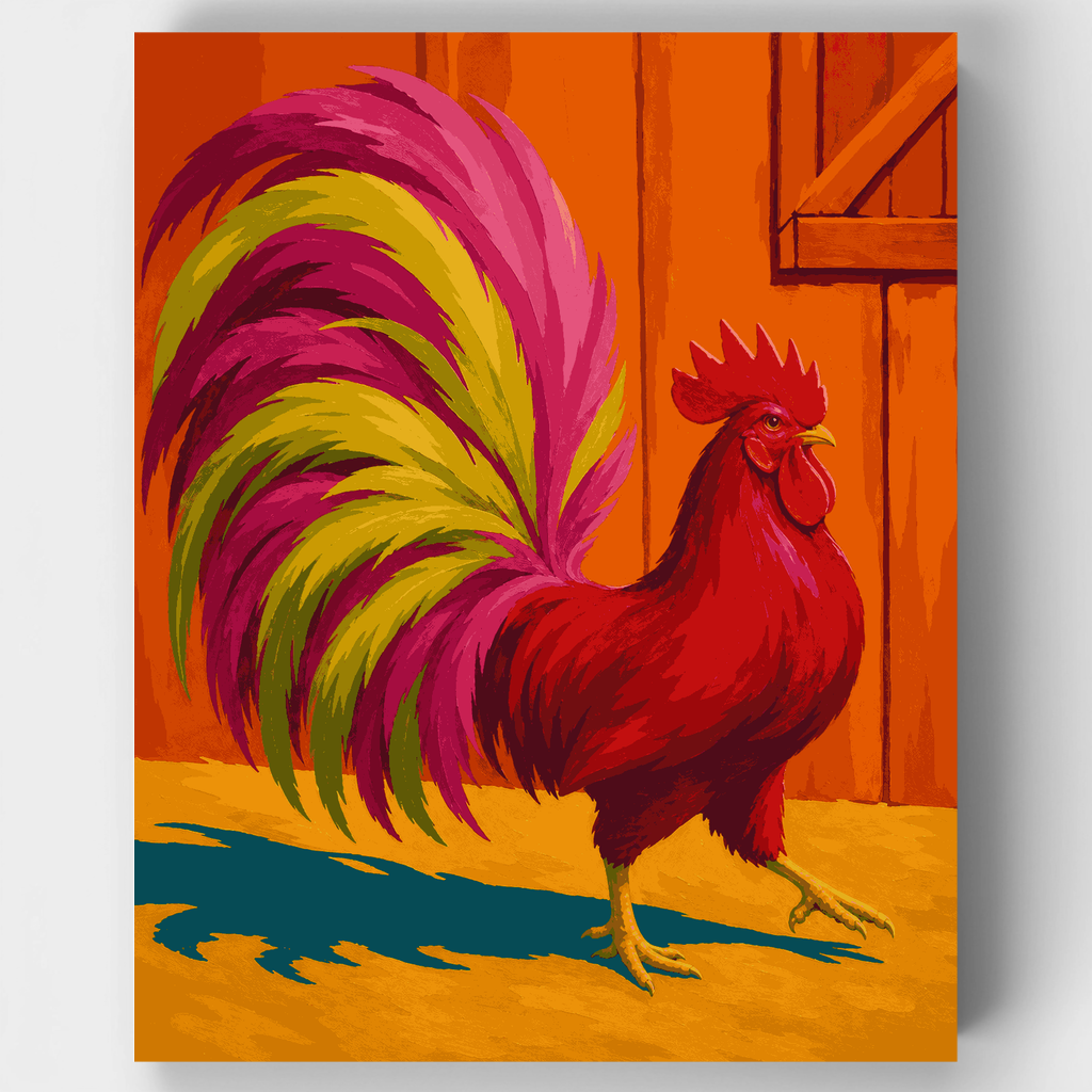 Gallo de granero divertido - Kit de pintura por números — Estándar