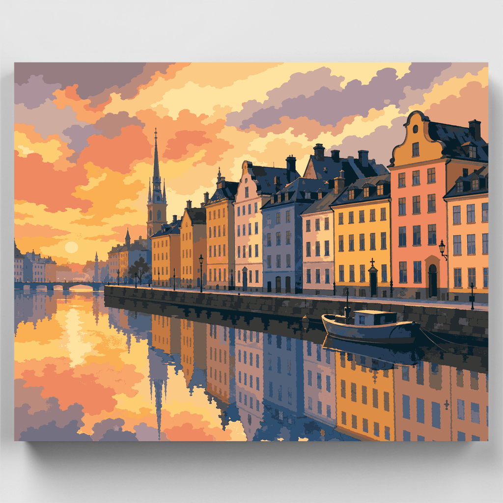 Amanecer en Gamla Stan - Kit de pintura por números — Estándar