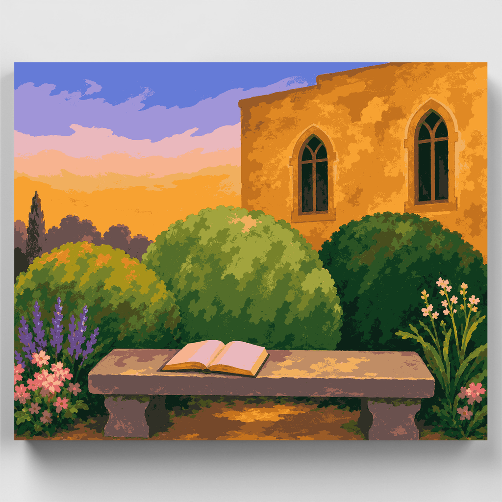 Banco de jardín de piedra - Kit de pintura por números — Estándar