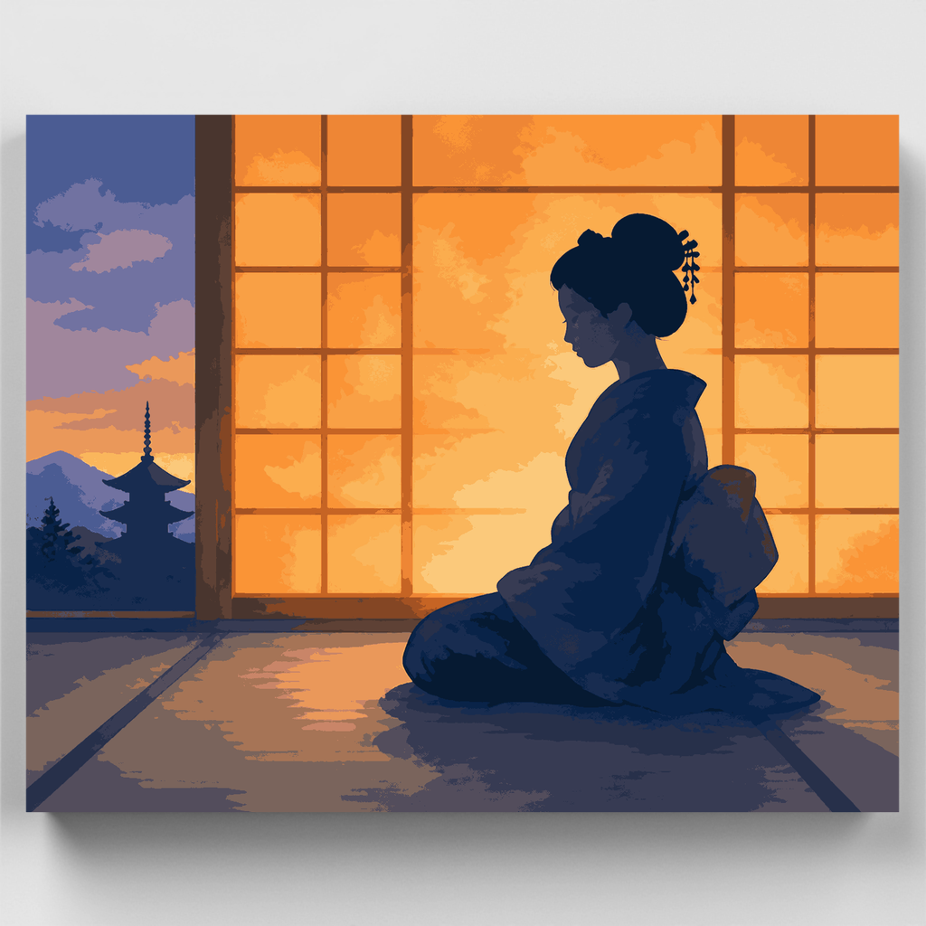 Geisha al atardecer - Kit de pintura por números — Estándar