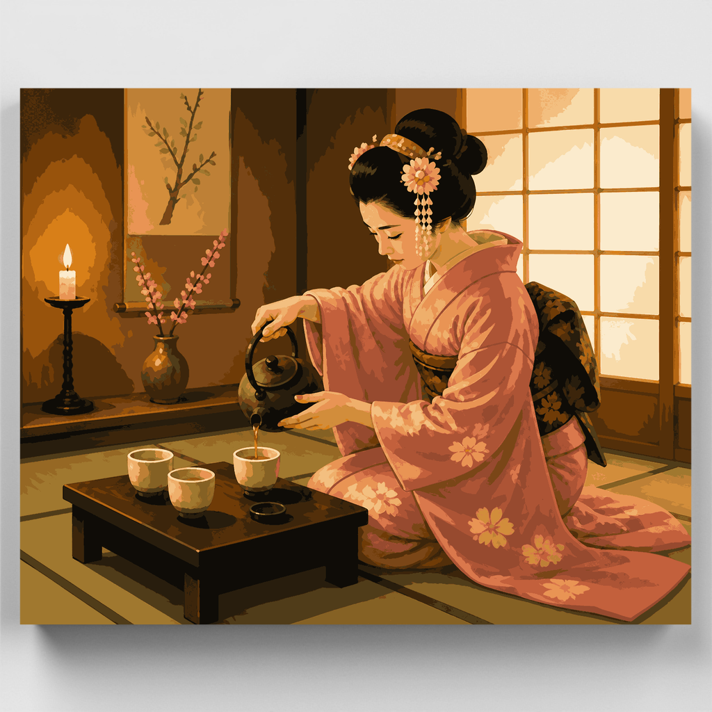 Té nocturno de geisha - Kit de pintura por números — Estándar